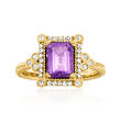 C. 1990 Vintage 1.65 Carat Amethyst and .25 ct. t.w. Diamond Ring in 14kt Yellow Gold