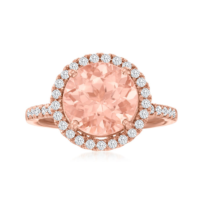 3.70 Carat Morganite Ring with .36 ct. t.w. Diamonds in 14kt Rose Gold