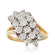 C. 1980 Vintage 2.15 ct. t.w. Diamond Cluster Ring in 14kt Yellow Gold
