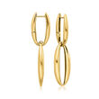 Italian 14kt Yellow Gold Oval-Link Hoop Drop Earrings