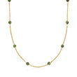 C. 1980 Vintage 5mm Nephrite Bead Station Necklace in 14kt Yellow Gold