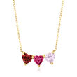 .60 ct. t.w. Multi-Gemstone Heart Necklace in 14kt Yellow Gold