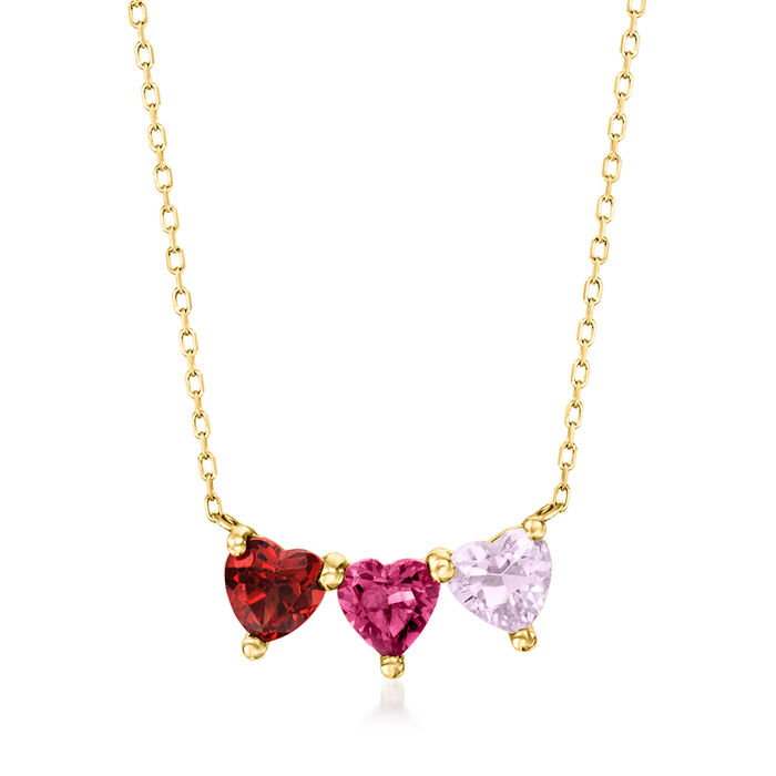 .60 ct. t.w. Multi-Gemstone Heart Necklace in 14kt Yellow Gold