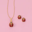 Child's Red Enamel Ladybug Pendant Necklace in 14kt Yellow Gold