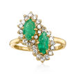 C. 1980 Vintage 1.10 ct. t.w. Emerald and .50 ct. t.w. Diamond Ring in 14kt Yellow Gold
