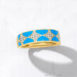 .10 ct. t.w. Diamond and Blue Enamel Ring in 18kt Gold Over Sterling