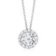 1.00 ct. t.w. Lab-Grown Diamond Halo Pendant Necklace in 14kt White Gold
