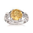 C. 1950 Vintage 5.56 Carat Yellow Zircon and .15 ct. t.w. Diamond Ring in 14kt White Gold