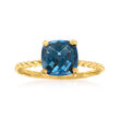 2.60 Carat London Blue Topaz Twisted Ring in 18kt Gold Over Sterling