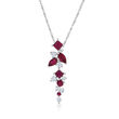 .70 ct. t.w. Ruby Pendant Necklace with .29 ct. t.w. Diamonds in 14kt White Gold
