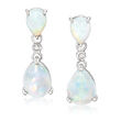 Opal Double Drop Earrings with Diamond Accents in Sterling Silver
