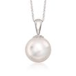 12-13mm Cultured South Sea Pearl Pendant Necklace in 14kt White Gold