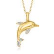 .10 ct. t.w. Diamond Dolphin Pendant Necklace in 18kt Gold Over Sterling
