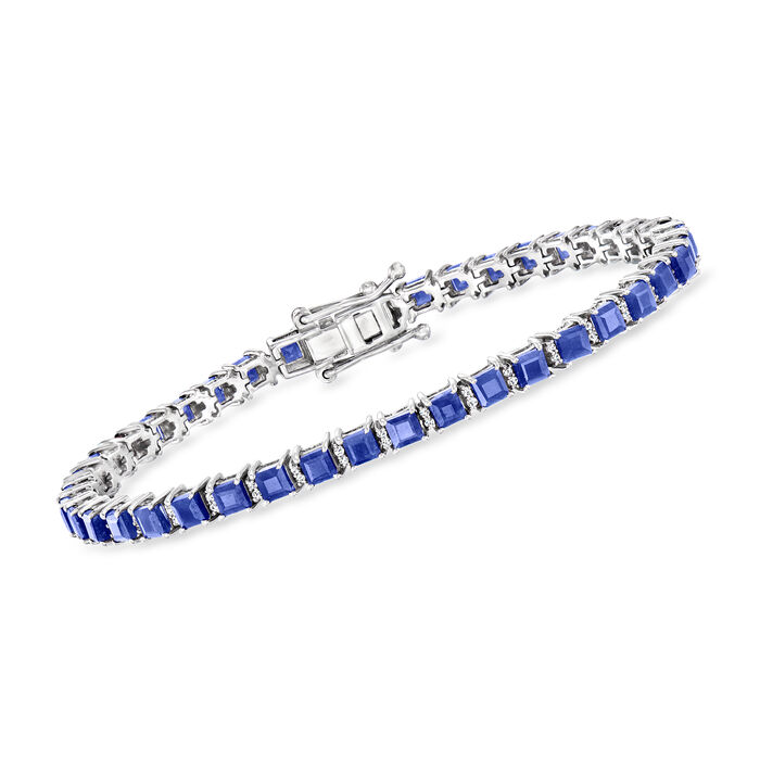 10.00 ct. t.w. Sapphire and .31 ct. t.w. Diamond Tennis Bracelet in Sterling Silver