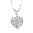 C. 1980 Vintage 1.50 ct. t.w. Diamond Heart Pendant Necklace in 14kt White Gold