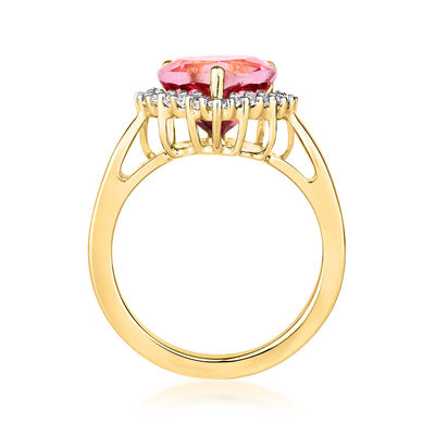 4.50 Carat Pink Topaz Heart Ring with .50 ct. t.w. White Topaz in 18kt Gold Over Sterling