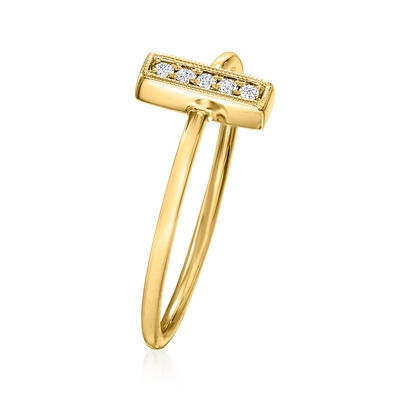Diamond-Accented Bar Ring in 14kt Yellow Gold