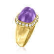 C. 1980 Vintage 6.40 Carat Amethyst and .50 ct. t.w. Diamond Ring in 18kt Yellow Gold