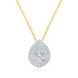 .20 ct. t.w. Baguette and Round Diamond Pear-Shaped Cluster Necklace in 14kt Yellow Gold