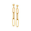 14kt Yellow Gold Paper Clip Link Graduated Drop Earrings