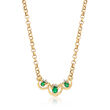 C. 1980 Vintage .60 ct. t.w. Emerald Necklace in 14kt Yellow Gold With Diamond Accents 