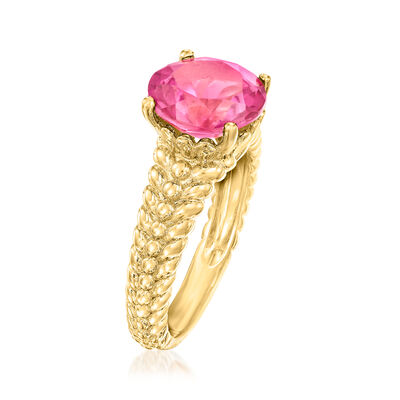 4.40 Carat Pink Topaz Ring in 18kt Gold Over Sterling
