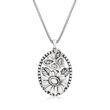 Sterling Silver Flower and Butterfly Pendant Necklace