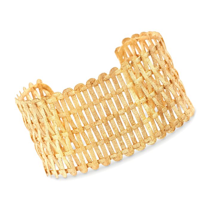 Italian 18kt Gold Over Sterling Silver Textured and Woven Cuff Bracelet