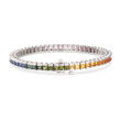 C. 1990 Vintage 12.30 ct. t.w. Multicolored Sapphire Bracelet in 14kt White Gold