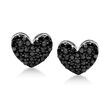 .25 ct. t.w. Black Diamond Heart Earrings in Sterling Silver