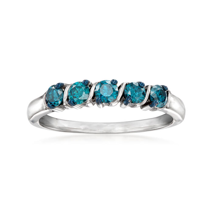 .50 ct. t.w. Blue Diamond Five-Stone Ring in Sterling Silver