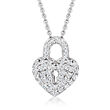 Roberto Coin &quot;Tiny Treasures&quot; .25 ct. t.w. Diamond Heart Lock Pendant Necklace in 18kt White Gold