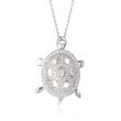 1.22 ct. t.w. CZ Turtle Pendant Necklace in Sterling Silver