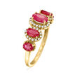 1.30 ct. t.w. Ruby and .12 ct. t.w. Diamond Ring in 14kt Yellow Gold