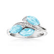 1.70 ct. t.w. Sky Blue Topaz Floral Ring with White Topaz Accents in Sterling Silver