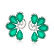 Green Onyx and .10 ct. t.w. Diamond Fan Earrings in Sterling Silver 