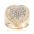 C. 1980 Vintage 1.30 ct. t.w. Diamond Heart Ring in 14kt Yellow Gold