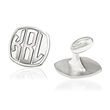 Sterling Silver Personalized Monogram Cushion-Shaped Cuff Links