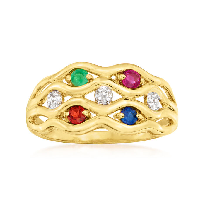Personalized Ring in 14kt Gold - 2 to 7 Birthstones