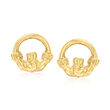 14kt Yellow Gold Claddagh Earrings