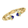 Lapis and Turquoise Cuff Bracelet in 18kt Gold Over Sterling