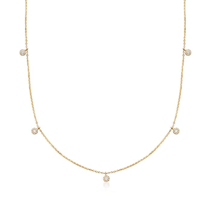 Italian .32 ct. t.w. Pave Diamond Station Necklace in 14kt Yellow Gold 