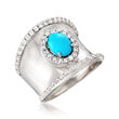 Turquoise and 1.30 ct. t.w. White Zircon Ring in Sterling Silver