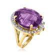 C. 1980 Vintage 27.00 Carat Amethyst Ring with .70 ct. t.w. Diamonds in 14kt Yellow Gold