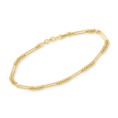 14kt Yellow Gold Cable and Paper Clip Link Anklet