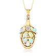 C. 1980 Vintage Opal and .30 ct. t.w. Diamond Cluster Necklace in 14kt Yellow Gold