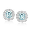 1.70 ct. t.w. Aquamarine Earrings with .44 ct. t.w. Diamonds in 14kt White Gold