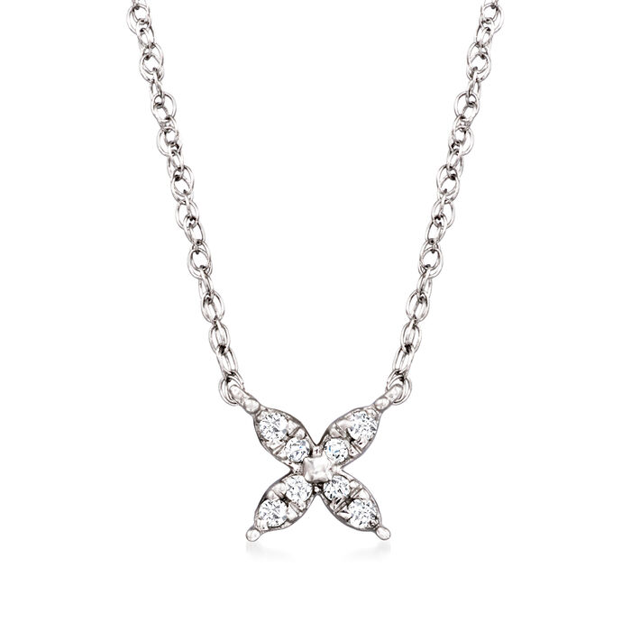 .10 ct. t.w. Diamond Flower Necklace in Sterling Silver