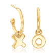 14kt Yellow Gold X and O C-Hoop Earrings