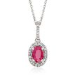 .60 Carat Ruby and .12 ct. t.w. Diamond Pendant Necklace in 14kt White Gold